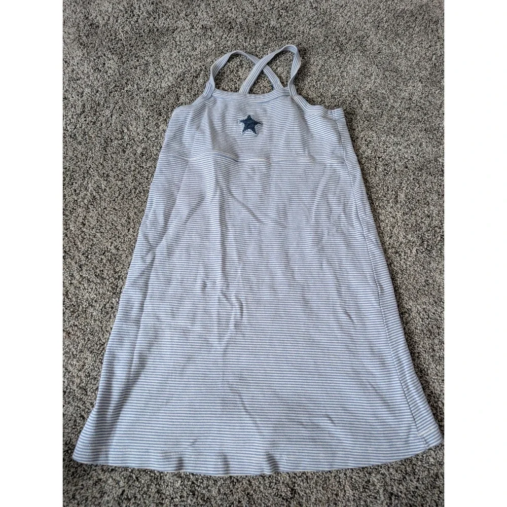 Vintage 1999 Gap Blue White‎ Striped Cotton Star Applique Dress Large